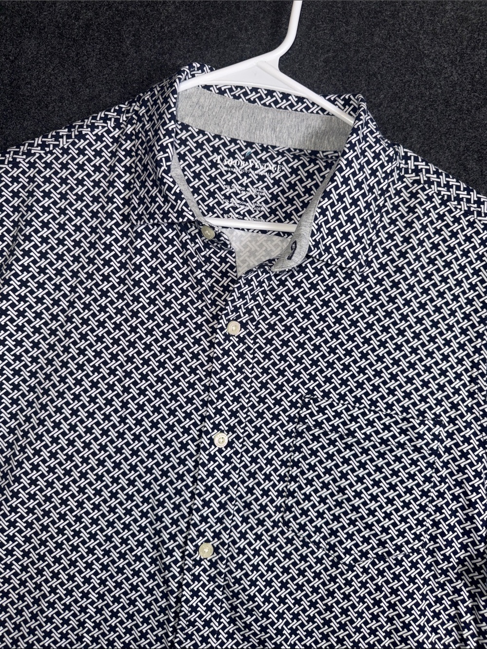 Tailor Vintage Navy and White Geometric Button-Down Shirt